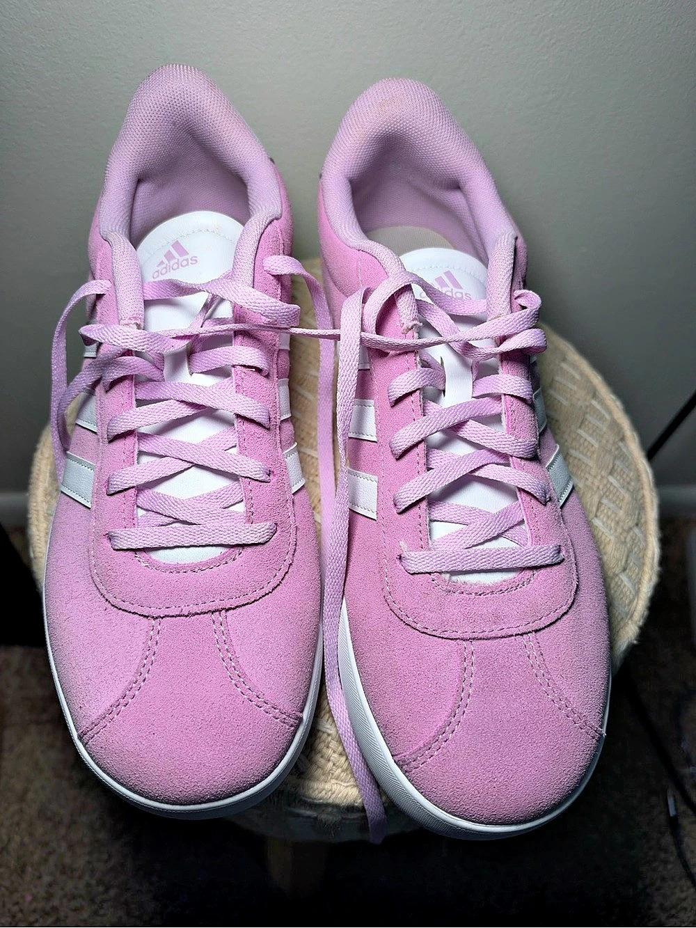 adidas VL Court 3.0 K Pink White Sneakers Youth Kids Size 7